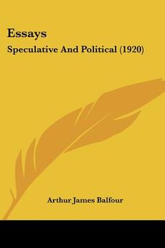 portada essays: speculative and political (1920)
