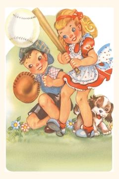 portada Vintage Journal Little Children Playing Baseball (en Inglés)