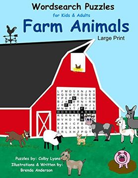 portada Word Search Puzzles Farm Animals: For Kids and Adults Large Print 