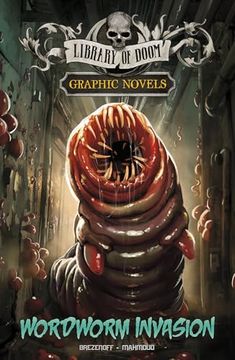 portada Wordworm Invasion: A Graphic Novel (Library of Doom Graphic Novels)