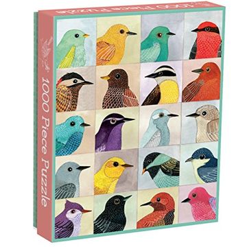 portada Galison Aviar Amigos – Puzzle de 1000 Piezas, Terminado de Rompecabezas Medidas 20" x 27" y Características 20 Fine art Bird Ilustraciones 