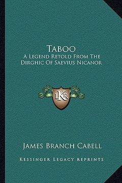 portada taboo: a legend retold from the dirghic of saevius nicanor