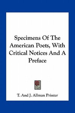 portada specimens of the american poets, with critical notices and a preface (en Inglés)
