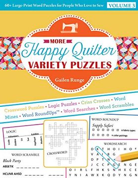 portada More Happy Quilter Variety Puzzles: 60+ Large-Print Word Puzzles for People who Love to sew (en Inglés)