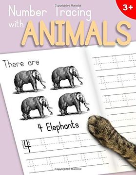 portada Number Tracing With Animals: Learn the Numbers - Number and Counting Practice Workbook for Children in Preschool and Kindergarten - Lilac|Peach Cover (en Inglés)