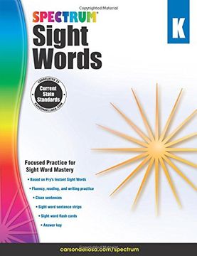 portada Spectrum Sight Words, Grade K (en Inglés)