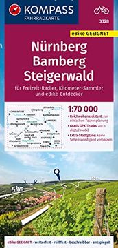 portada Kompass Fahrradkarte 3328 Nürnberg, Bamberg, Steigerwald 1: 70. 000 (en Alemán)