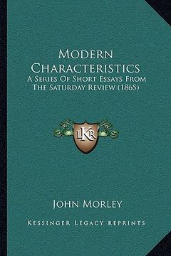 portada modern characteristics: a series of short essays from the saturday review (1865)