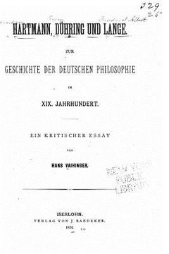 portada Hartman, Dühring und Lange Zur Geschichte der deutschen Philosophie im XIX. Jahrhundert (en Alemán)