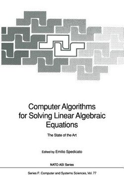 portada computer algorithms for solving linear algebraic equations: the state of the art (in English)