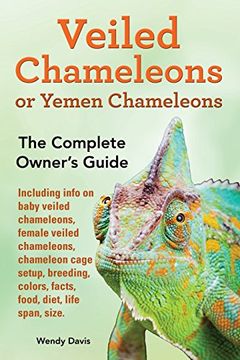portada Veiled Chameleons or Yemen Chameleons as pets. info on baby veiled chameleons, female veiled chameleons, chameleon cage setup, breeding, colors, facts, food, diet, life span, size.