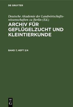 portada Archiv für Geflügelzucht und Kleintierkunde. Band 7, Heft 3/4 