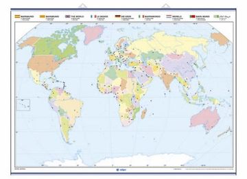 Mapamundi, físico/político. A todo color: Mapas Murales Mudos (Cartografía)