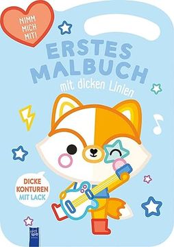 portada Erstes Malbuch mit Dicken Linien - Cover Blau (Fuchs): Blauer Einband mit Fuchs (in German)
