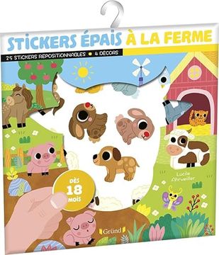 portada Stickers Épais a la Ferme: 24 Stickers Repositionnables et 4 Décors