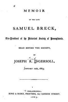 portada Memoir of the Late Samuel Breck, Vice-President of the Historical Society of Pennsylvania