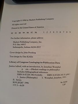 portada Justice (Hackett Readings in Philosophy) (en Inglés)