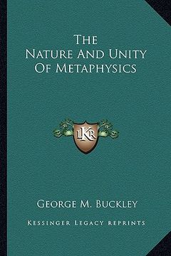 portada the nature and unity of metaphysics (in English)