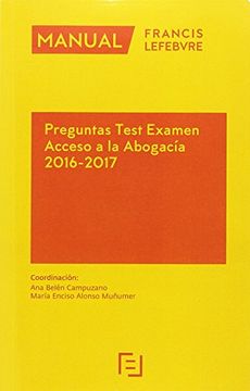 portada Manual Preguntas Test Examen Acceso a la Abogacía 2016-2017