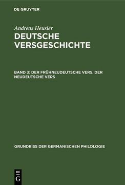 portada Der Frühneudeutsche Vers. Der Neudeutsche Vers (in German)