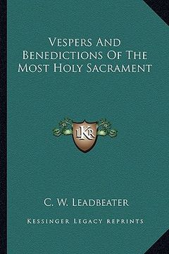 portada vespers and benedictions of the most holy sacrament