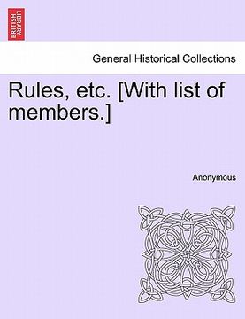 portada rules, etc. [with list of members.] (en Inglés)