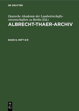 portada Albrecht-Thaer-Archiv. Band 8, Heft 8/9 (en Alemán)