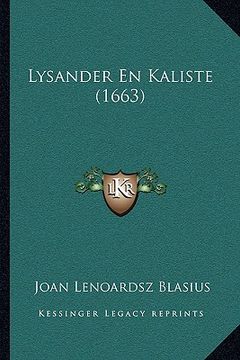 portada Lysander En Kaliste (1663)