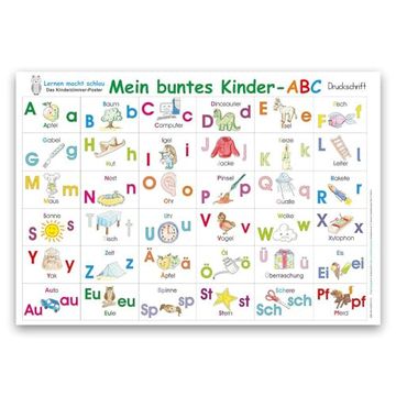portada Mein Buntes Kinder-Abc Druckschrift Lernposter din a4 Laminiert (en Alemán)