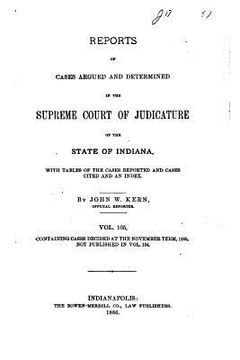 portada Reports of Cases Argued and Determined in the Supreme Court of Judicature of the State of Indiana (1886) (en Inglés)