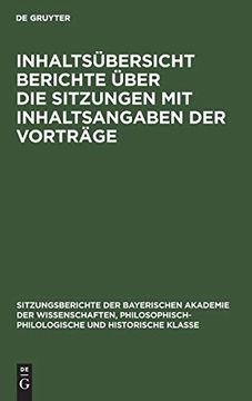portada Inhaltsübersicht Berichte Über die Sitzungen mit Inhaltsangaben der Vorträge (in German)