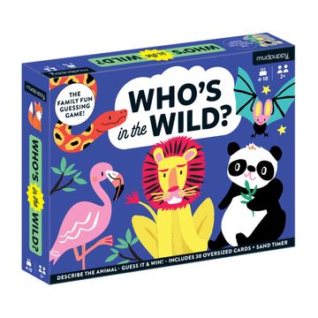 portada Mudpuppy Who’S in the Wild? Game – Card Game for Families, Guessing Game for Kids Ages 4-10 – Easy to Play for 2+ Players, Includes 30 Oversized Cards and Sand Timer, Makes a Great Gift