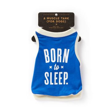 portada Brass Monkey Born to Sleep dog Tank; Pre-Shrunk Cotton pet Muscle Tank; X-Small (14" Chest); Cute dog Accessories With Eye-Catching Design