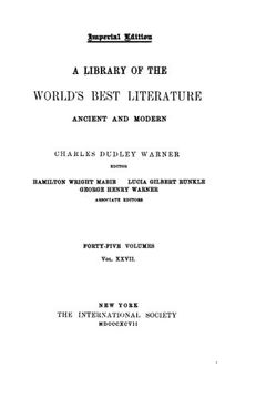 portada 27: Library of the World's Best Literature, Ancient and Modern - Vol. XXVII