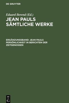 portada Jean Pauls Persönlichkeit in Berichten der Zeitgenossen (in German)