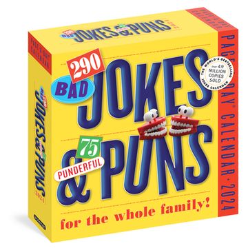 portada 290 bad Jokes & 75 Punderful Puns for the Whole Family Page-A-Day Calendar 2024: The World's Bestselling Jokes Calendar (en Inglés)