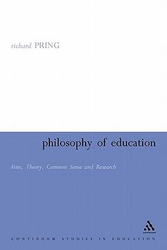 portada philosophy of education: aims, theory, common sense and research (in English)