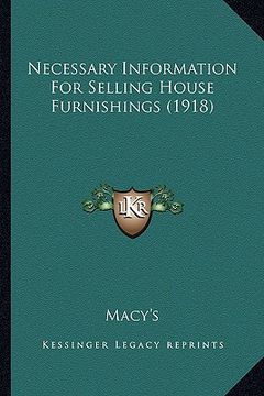 portada necessary information for selling house furnishings (1918) (in English)
