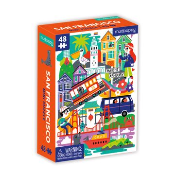 portada Mudpuppy san Francisco Mini Puzzle, 48 Pieces, 8” x 5. 75” – Perfect Family Puzzle for Ages 4+ – Features a Colorful Illustration of Iconic san Francisco Landmarks, Multicolor (0735363579)