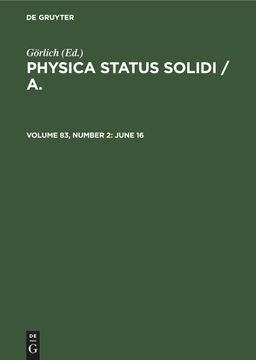 portada Physica Status Solidi / a. , Volume 83, Number 2, June 16 (in English)