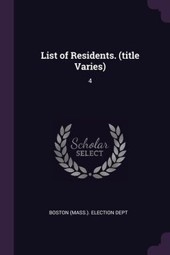 portada List of Residents. (title Varies): 4 (en Inglés)