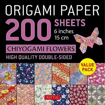 portada Origami Paper 200 Sheets Chiyogami Flowers 6" (15 Cm): Tuttle Origami Paper: Double Sided Origami Sheets Printed With 12 Different Designs (Instructions for 5 Projects Included) (en Inglés)
