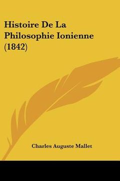 portada histoire de la philosophie ionienne (1842)