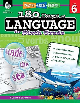 portada 180 Days of Language for Sixth Grade: Practice, Assess, Diagnose (180 Days of Practice) (en Inglés)