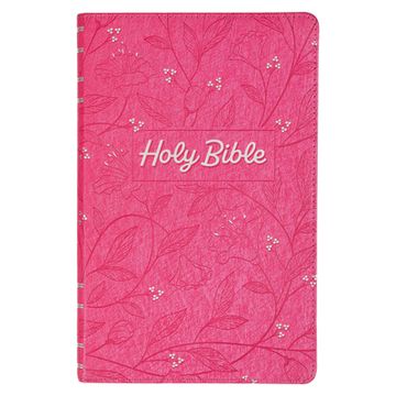 portada KJV Holy Bible, Gift Edition King James Version, Faux Leather Flexible Cover, Pink Floral Vine (en Inglés)