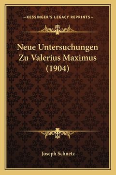 portada Neue Untersuchungen Zu Valerius Maximus (1904) (en Alemán)