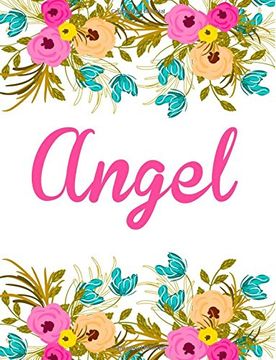portada Angel: Personalised Angel Not/Journal For Writing 100 Lined Pages (White Floral Design)