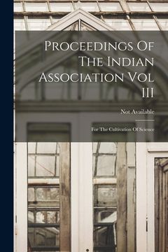 portada Proceedings Of The Indian Association Vol III