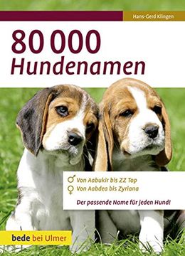 portada 80 000 Hundenamen: Von Aabukir bis zz Top. Von Aabdea bis Zyriana. Der Passende Namen für Jeden hun (en Alemán)