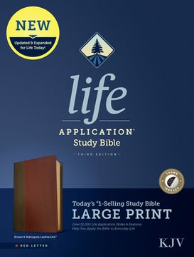 portada KJV Life Application Study Bible, Third Edition, Large Print (Leatherlike, Brown/Mahogany, Indexed, Red Letter) (en Inglés)